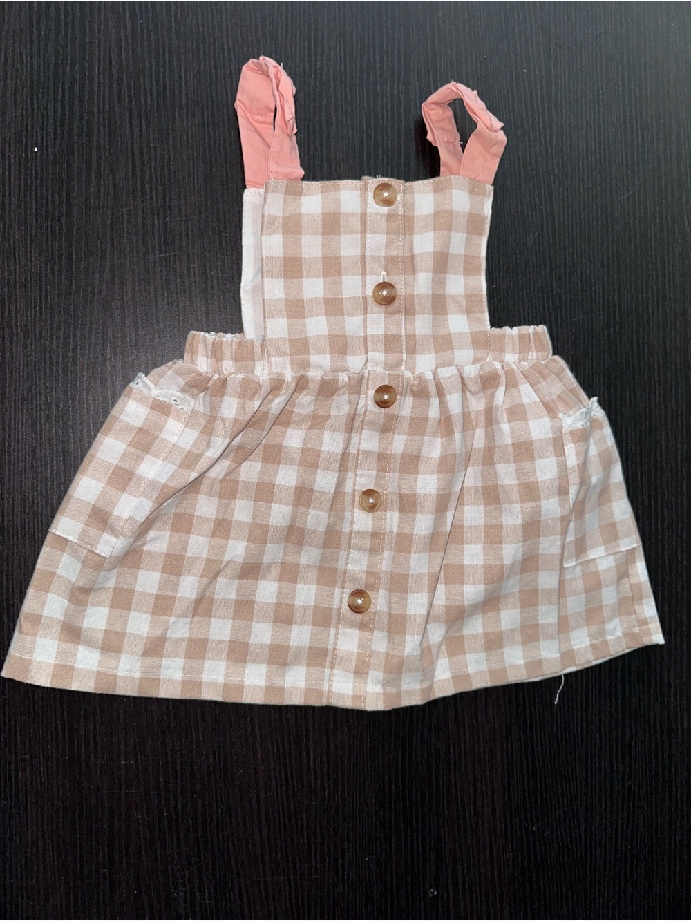 Gingham Button-Front Sundress with Pink Straps